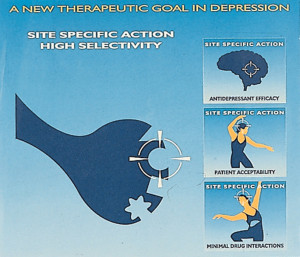 Antidepressant site specific action