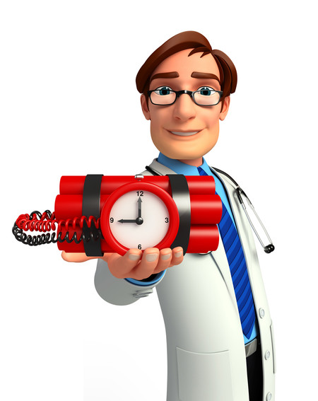 doctor holding timebomb