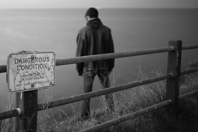 Depressed young man. Suicide concept